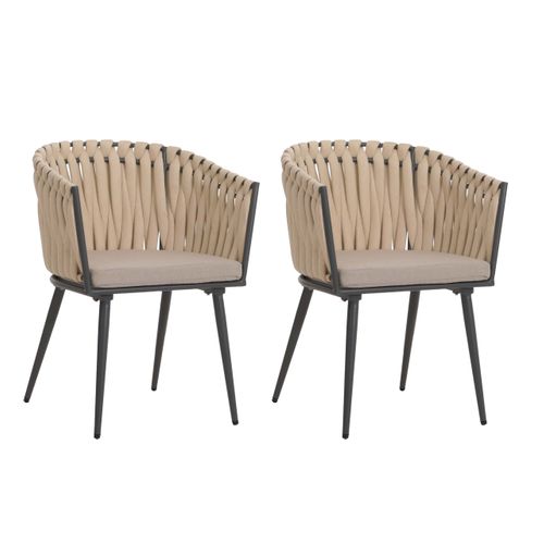 Lot De 2 Chaises De Jardin Confortables En Aluminium 82 X 61 X 57 Cm Style Moderne Avec Coussins