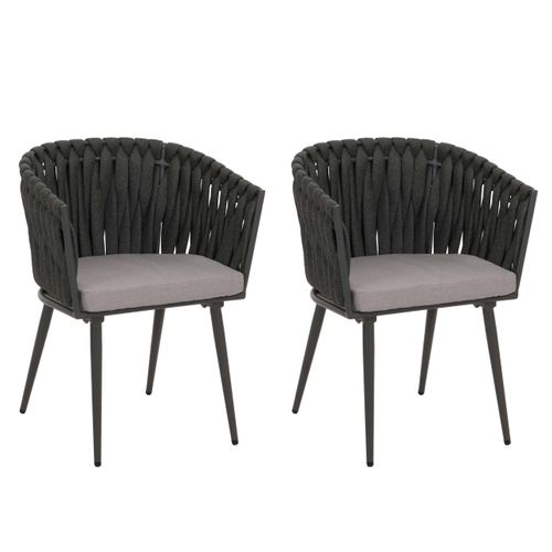 Lot De 2 Chaises De Jardin Confortables En Aluminium 82 X 61 X 57 Cm Style Moderne Avec Coussins