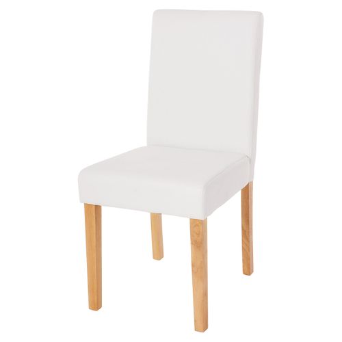 Chaise De Salle à Manger Cuisine En Synthétique Blanc Mat Pieds En Bois Clairs 04_0002337