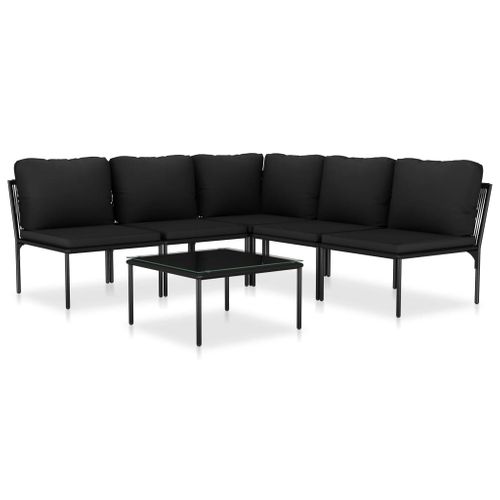 Salon De Jardin Meuble D'extérieur Ensemble De Mobilier 6 Pièces Avec Coussins Noir P