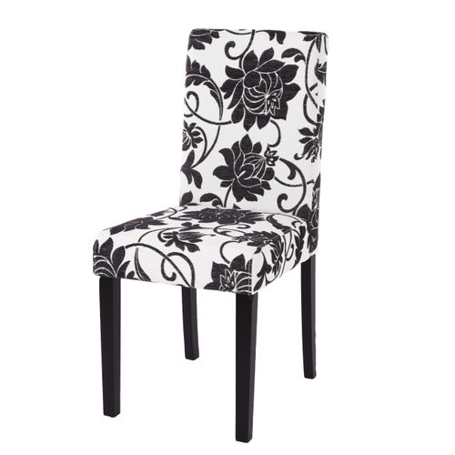 Chaise De Salle à Manger Cuisine En Tissu Jacquard Noir Pieds Foncés Design Moderne 04_0002323