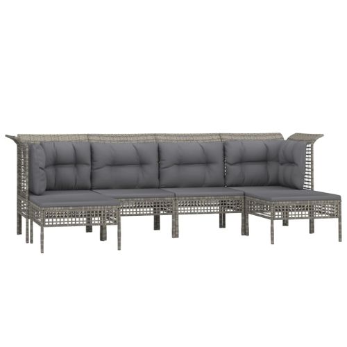 Salon De Jardin Meuble D'extérieur Ensemble De Mobilier 6 Pièces Avec Coussins Gris R