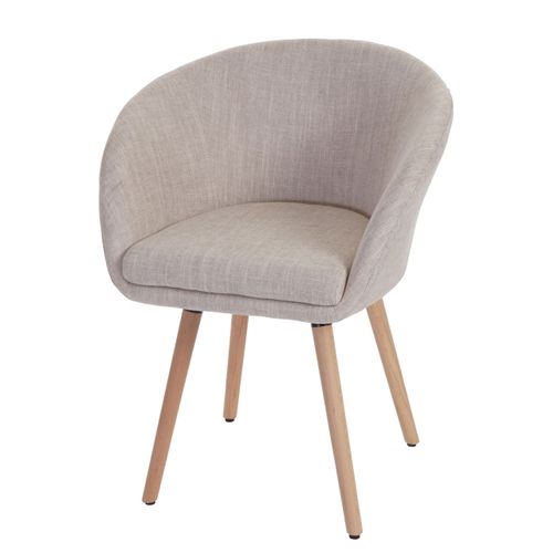 Chaise De Salle à Manger Cuisine Design Rétro Scandinave En Tissu Crème-gris Pieds Bois Clair 04_0