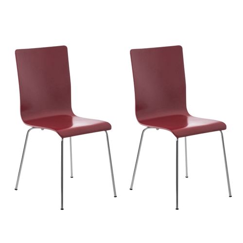 Lot De 2 Chaises De Cuisine En Bois Rouge Et Métal Cds10061