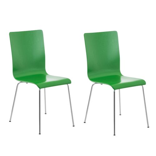 Lot De 2 Chaises De Cuisine En Bois Vert Et Métal Cds10063