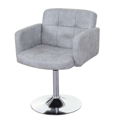 Chaise De Salle à Manger Pivotante Faux Suède Chromé Gris Vintage 04_0002392