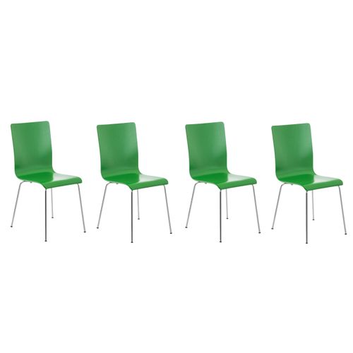 Lot De 4 Chaises De Cuisine En Bois Vert Et Métal Cds10163