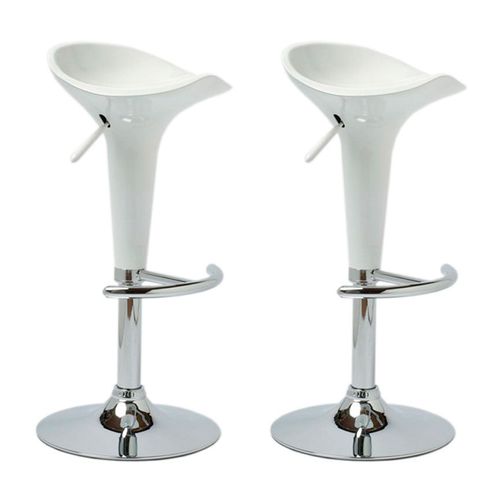 Lot De 2 Tabourets De Bar Design Blanc Pivotant Et Hauteur Réglable Tdb10025