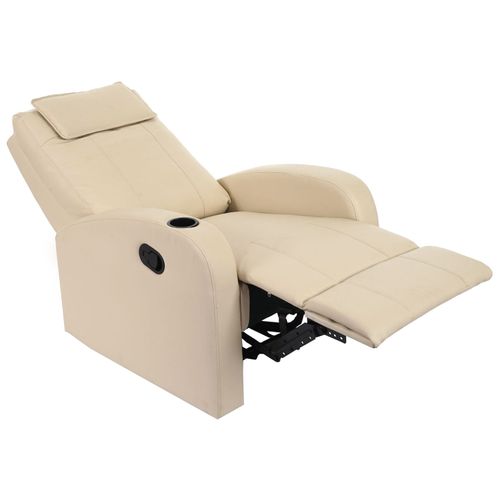 Fauteuil TV Relaxation Avec Repose-pieds Inclinable En Pvc Crème 04_0001992