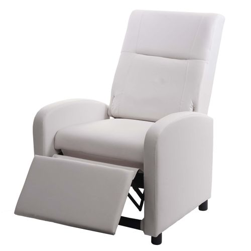 Fauteuil TV Relax En Synthétique Dossier Pliable 99x70x75cm Blanc 04_0002006