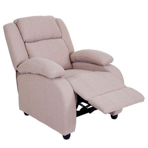 Fauteuil TV Chaise Longue Relax Avec Repose-pieds Et Accoudoirs En Tissu/textile Gris Crème 04_000