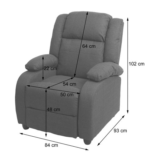 Fauteuil TV Chaise Longue Relax Avec Repose-pieds Et Accoudoirs En Tissu/textile Gris Crème 04_000