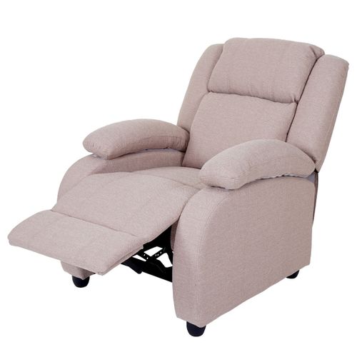 Fauteuil TV Chaise Longue Relax Avec Repose-pieds Et Accoudoirs En Tissu/textile Gris Crème 04_000