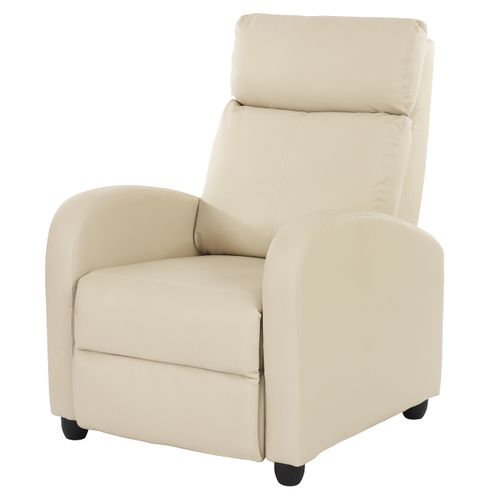 Fauteuil TV Inclinable TV Réglage Du Dossier Et Repose-pieds En Synthétique Crème 04_0002018