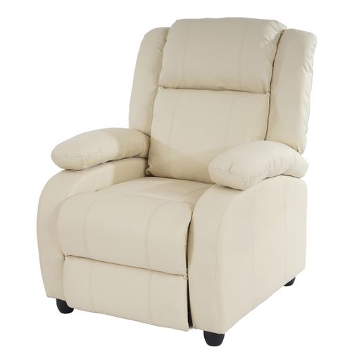 Fauteuil TV Inclinable TV Réglage Du Dossier Et Repose-pieds En Synthétique Crème 04_0002022