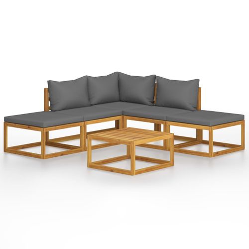 Salon De Jardin Meuble D'extérieur Ensemble De Mobilier 6 Pièces Avec Coussins Bois D