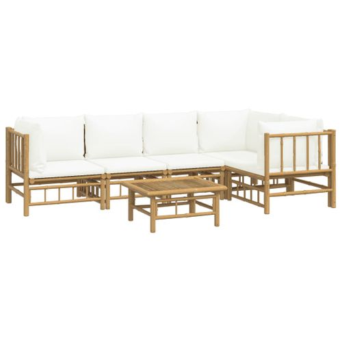 Salon De Jardin Meuble D'extérieur Ensemble De Mobilier 6 Pièces Avec Coussins Blanc