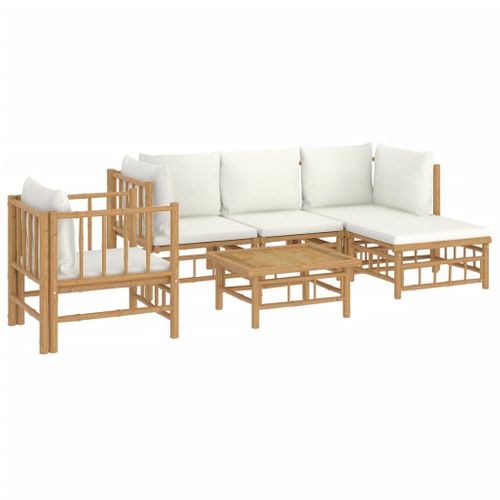 Salon De Jardin Meuble D'extérieur Ensemble De Mobilier 6 Pièces Avec Coussins Blanc