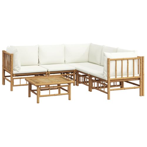 Salon De Jardin Meuble D'extérieur Ensemble De Mobilier 6 Pièces Avec Coussins Blanc