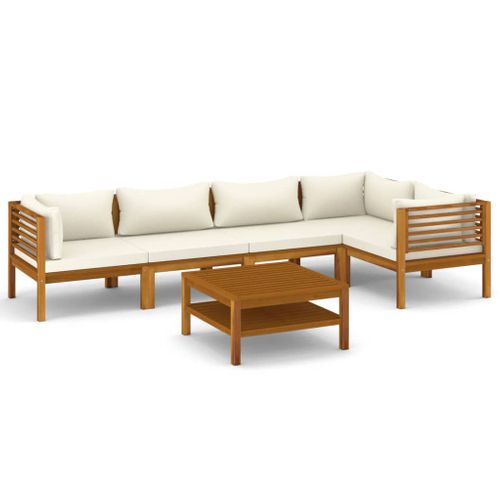 Salon De Jardin Meuble D'extérieur Ensemble De Mobilier 6 Pièces Avec Coussin Crème B