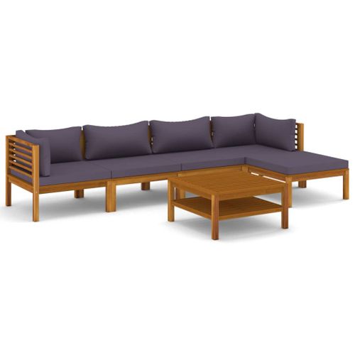 Salon De Jardin Meuble D'extérieur Ensemble De Mobilier 6 Pièces Avec Coussin Bois D'