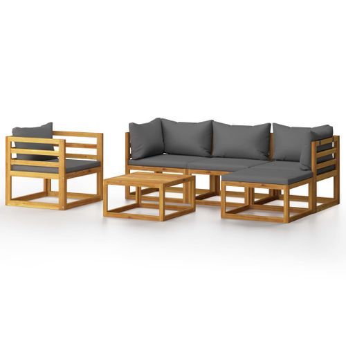 Salon De Jardin Meuble D'extérieur Ensemble De Mobilier 6 Pièces Avec Coussin Bois D'