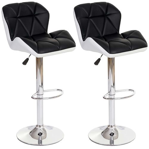 Lot De 2 Tabourets De Bar Avec Repose-pieds Synthétique Anthracite Et Blanc Tab04020