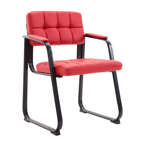 Chaise Visiteur Fauteuil De Bureau Sans Roulette Synthétique Rouge Bur10229