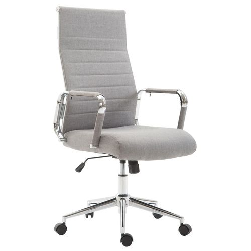 Fauteuil De Bureau En Tissu Gris Avec Assise Rembourrée Pivotant Bur10235