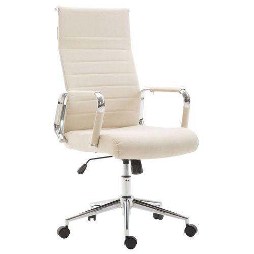 Fauteuil De Bureau En Tissu Crème Avec Assise Rembourrée Pivotant Bur10237