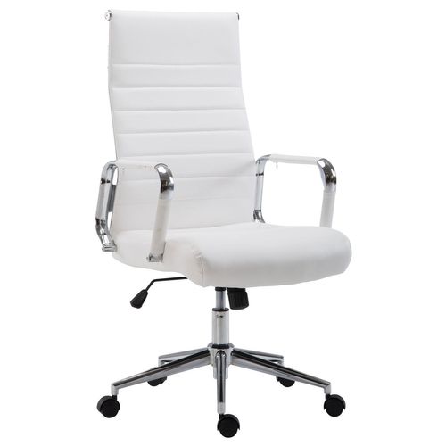 Fauteuil De Bureau En Synthétique Blanc Avec Assise Rembourrée Pivotant Bur10240