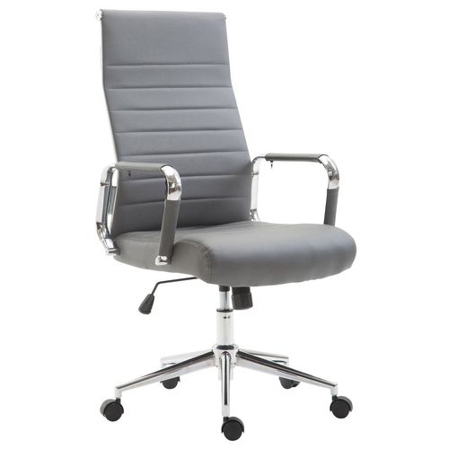 Fauteuil De Bureau En Synthétique Gris Avec Assise Rembourrée Pivotant Bur10243