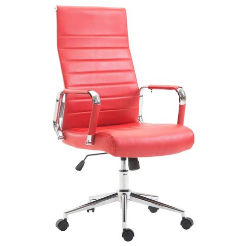 Fauteuil De Bureau En Synthétique Rouge Avec Assise Rembourrée Pivotant Bur10244