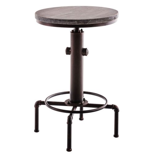 Table Haute Table De Bar Style Industriel Hauteur Plateau Ø 50 Cm Réglable Bronze Vieilli Tab10016