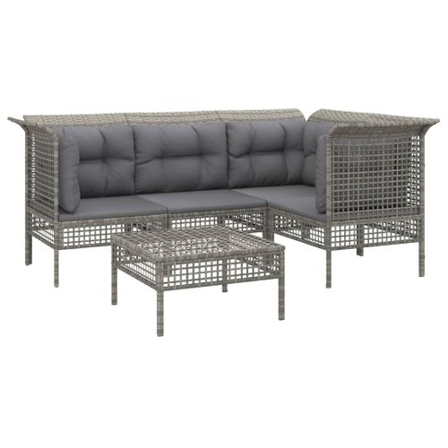 Salon De Jardin Meuble D'extérieur Ensemble De Mobilier 5 Pièces Avec Coussins Gris R