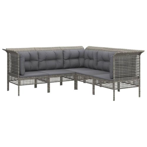 Salon De Jardin Meuble D'extérieur Ensemble De Mobilier 5 Pièces Avec Coussins Gris R