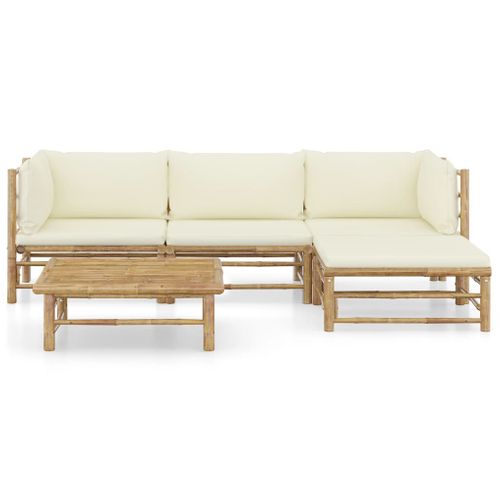 Salon De Jardin Meuble D'extérieur Ensemble De Mobilier 5 Pièces Avec Coussins Blanc