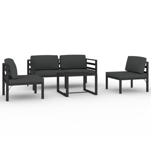 Salon De Jardin Meuble D'extérieur Ensemble De Mobilier 5 Pièces Avec Coussins Aluminium Anthracite