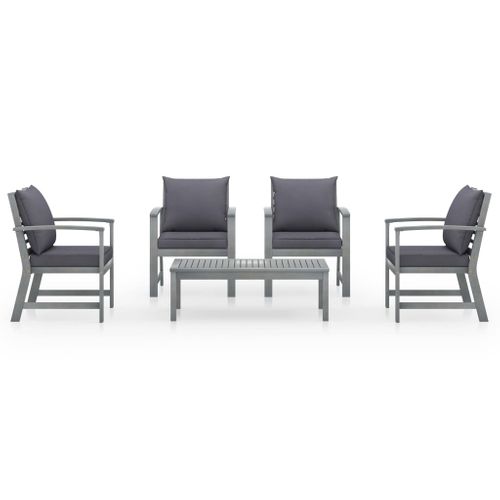 Salon De Jardin Meuble D'extérieur Ensemble De Mobilier 5 Pièces Avec Coussin Bois D'