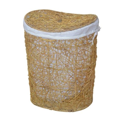 Panier à Linge Avec Deux Housses Protection En Rotin Beige Tissé à La Main Dec05049
