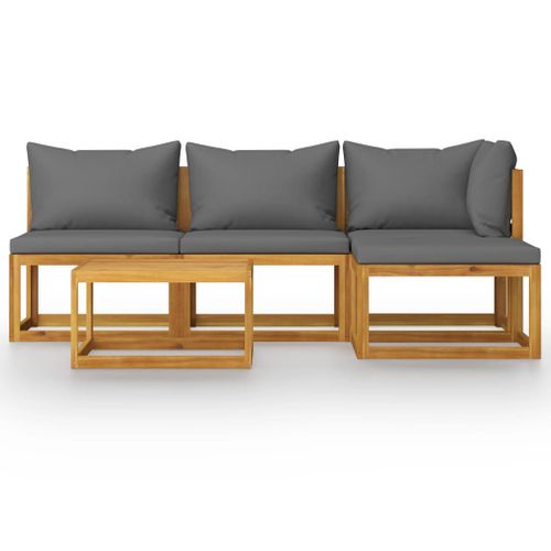 Salon De Jardin Meuble D'extérieur Ensemble De Mobilier 5 Pièces Avec Coussin Bois D'