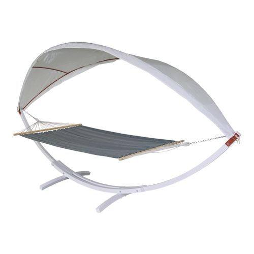 Hamac Balançoire Suspendue Jusqu'à 200kg Avec Toile Pour Protection Solaire Cadre En Bois 420cm 2