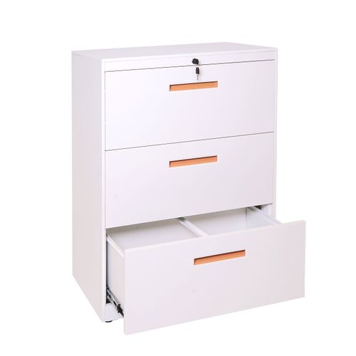 Armoire De Bureau Rangement En Acier A4 Tiroirs Verrouillable 103x76x46cm Blanc 04_0001030