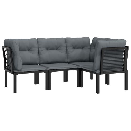 Salon De Jardin Meuble D'extérieur Ensemble De Mobilier 4 Pièces Noir Et Gris Résine