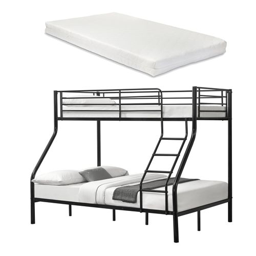 Lit Superposé En Métal Avec 2 Matelas Armature Massive Pour 3 Personnes 140 X 200 Cm 90 X 200 Cm N