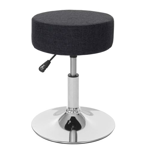 Tabouret Siège Polyvalent Hauteur Réglable Pivotant D. 35cm Tissu Gris Foncé 04_0005333