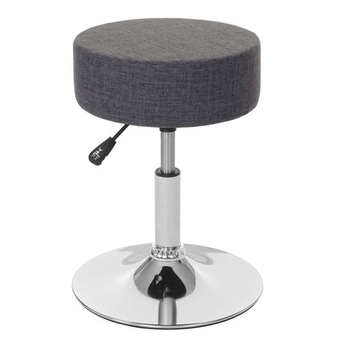 Tabouret Siège Polyvalent Hauteur Réglable Pivotant Ø 35cm Tissu Gris 04_0005334