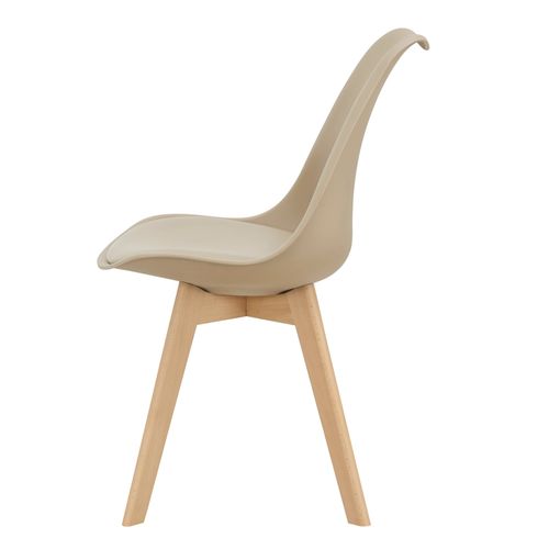 Lot De 2 Chaises De Salle à Manger Scandinave Siège Cuisine Plastique Synthétique Hêtre 81 Cm Beige