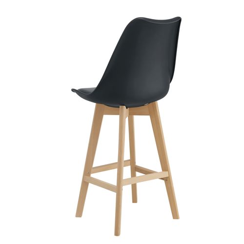 Lot De 2 Tabourets De Bar Siège Avec Dossier Et Repose-pied Rembourré 105 Cm Noir 03_