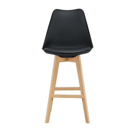 Lot De 2 Tabourets De Bar Siège Avec Dossier Et Repose-pied Rembourré 105 Cm Noir 03_